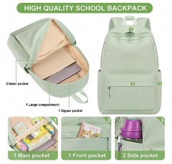 십대 소녀 책가방을 위한 학교 배낭 초등학교 고등학교 코듀로이 노트북 가방 여성 여행 데이팟크(단색 녹색)