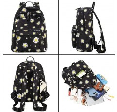 LEDAOU 미니 배낭 소녀 여성용 귀여운 작은 배낭 지갑 십대 어린이 학교 여행 어깨 지갑 가방 (화이트 데이지 블랙, 1 Pcs)
