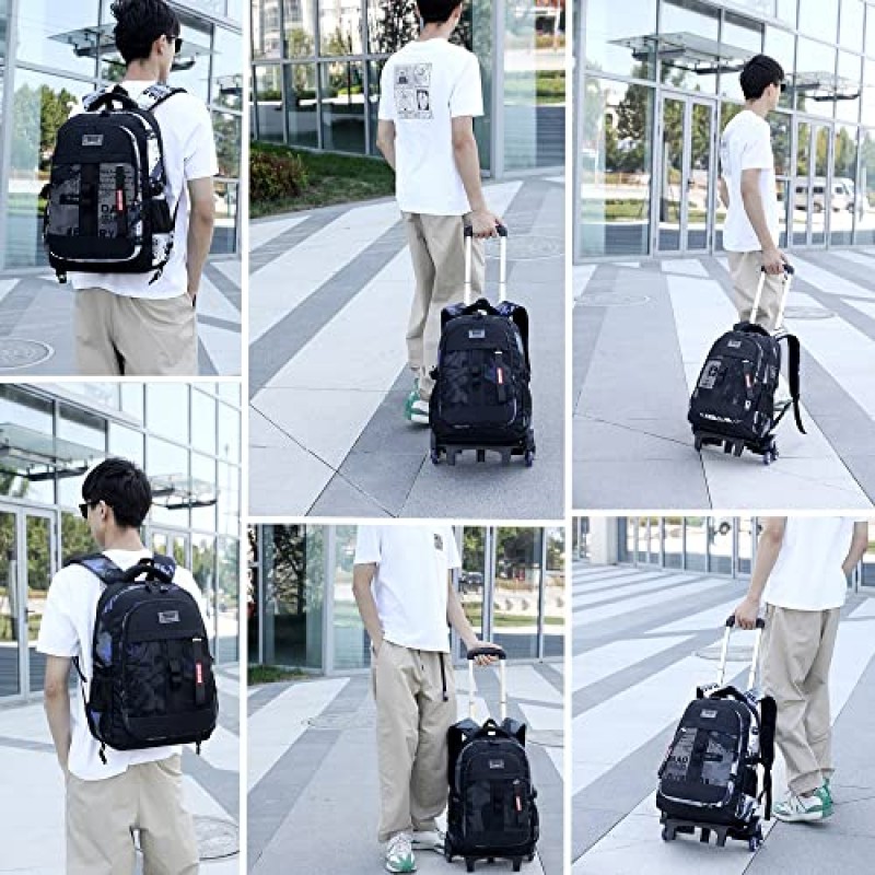 Mildame 소년 롤링 배낭 어린이 수하물 Bookbag 바퀴와 초등학교 바퀴 달린 Schoolbag 청소년을위한 트롤리 가방