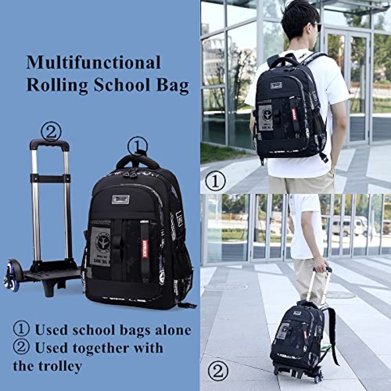 Mildame 소년 롤링 배낭 어린이 수하물 Bookbag 바퀴와 초등학교 바퀴 달린 Schoolbag 청소년을위한 트롤리 가방