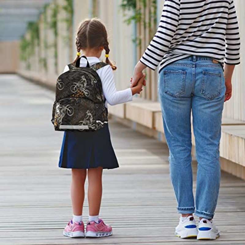 Fisyme 오토바이 빈티지 배낭 Schoolbag 어린이 Daypack 유아 여행 학교 가방 유치원 유치원 보육 어린이 소년 소녀 가슴 스트랩을위한 작은 미니 배낭