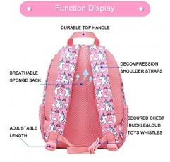 BUG 여아 소년을 위한 유아 어린이 백팩, 조절 가능한 패딩 처리된 어깨 끈이 있는 유치원 및 유치원을 위한 귀여운 미니 백팩, 핑크 유니콘