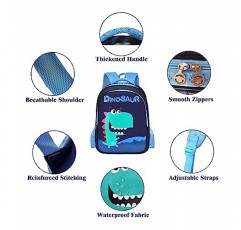 LYOUMEIT 소년을위한 귀여운 공룡 배낭 세트, 어린이를위한 할로윈 선물, 도시락 상자가있는 학교 가방, 15 인치