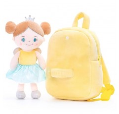 Gloveleya 유아용 배낭과 봉제 인형 선물 여아용 천사 소녀 노란색 9인치