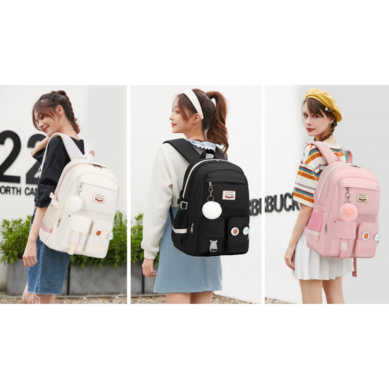 Spotted Tiger Girls 배낭 십대 소녀를 위한 미적 배낭 귀여운 학교 가방 Bookbag 소녀를 위한 애니메이션 학교 배낭(핑크)