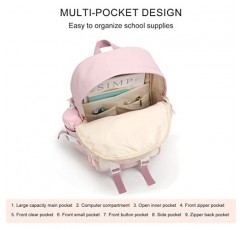 Phaoullzon Kawaii 배낭 학교 미적 Bookbag 핀과 펜던트가있는 소녀를위한 귀여운 애니메이션 배낭, 보라색