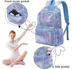 소녀를위한 Jumpopack 메쉬 배낭 어린이 반투명 메쉬 학교 배낭 Bookbag 해변 체육관 여행을위한 배낭을 통해 경량 참조 (나비)