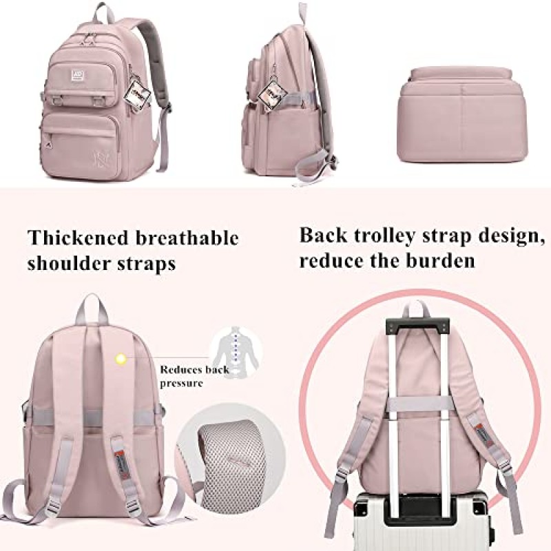 Armbq Girls Backpack 대용량 중초등학교 캐주얼 Bookbag 어린이 야외 여행 가방 청소년을위한 솔리드 컬러 데이 팟