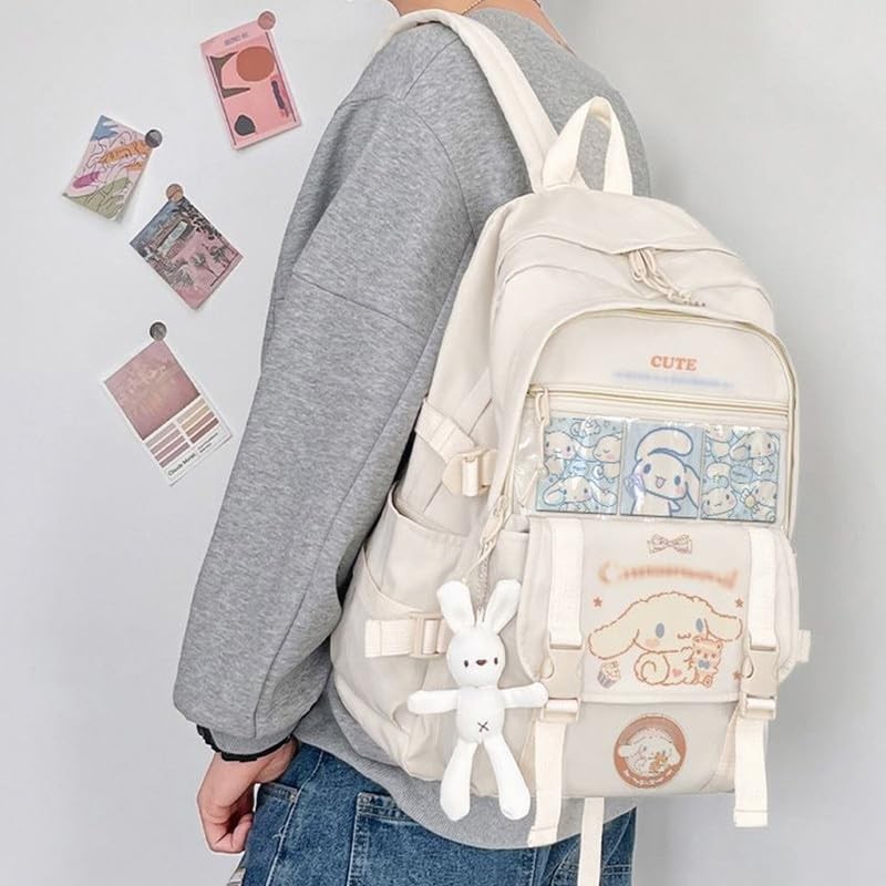 ALORVE 배낭 귀여운 애니메이션 학생 Schoolbag 소년과 소녀를위한 만화 캐주얼 여행 가방 학교 시즌 선물 (흰색)