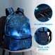 어린이를위한 Dacawin Space Galaxy 배낭 소녀 소년 별이 빛나는 하늘색 초등학교 가방 내구성 기본 캔버스 Bookbags 경량 여행 배낭