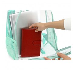 Kouxunt Clear Backpack 남성 여성 헤비 듀티 PVC 플라스틱 투명한 학교 배낭 십대 소녀 소년을 위한 책가방을 통해 볼 수 있습니다(민트 그린)