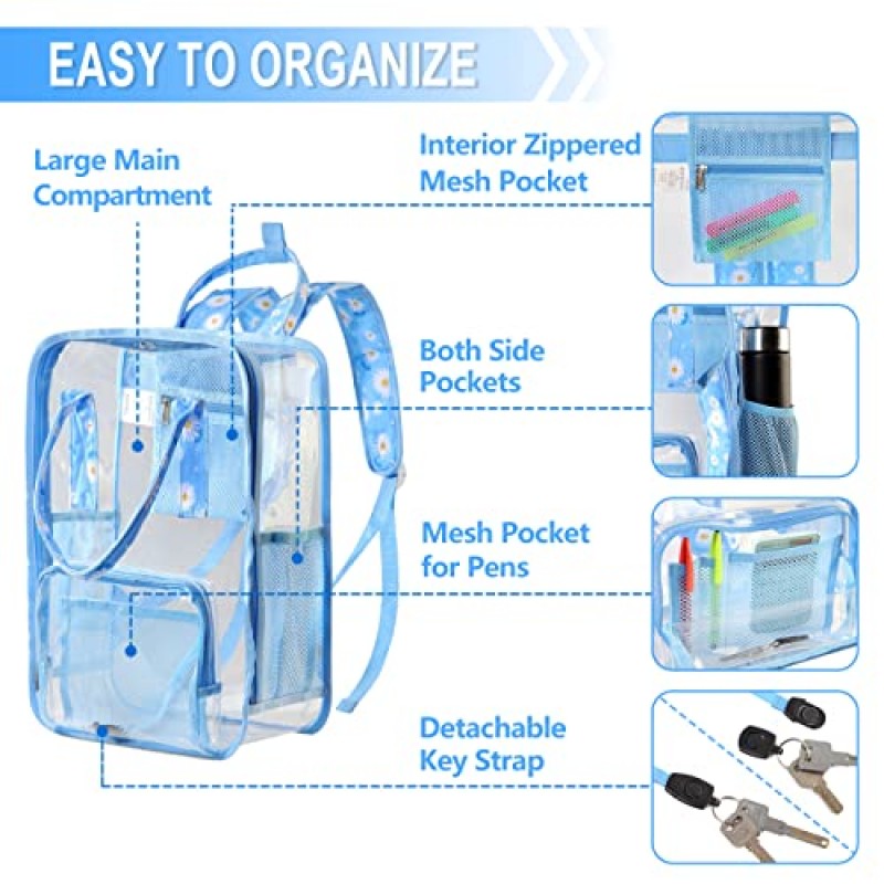 VASCHY 투명 백팩, HeavyDuty Transparent See Through School 백팩 BookBag