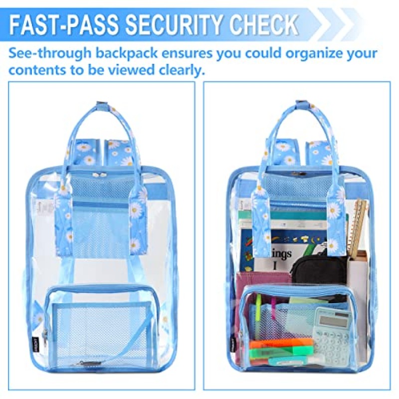 VASCHY 투명 백팩, HeavyDuty Transparent See Through School 백팩 BookBag