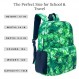 Fenrici 남학생 및 여학생을 위한 녹색 배낭 및 도시락 매칭 세트, 노트북 수납공간이 있는 학교 가방 및 단열 도시락 상자, 녹색 픽셀