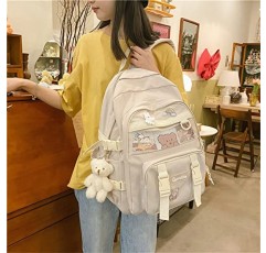JELLYEA 카와이 배낭 카와이 핀 학교 가방 배낭 대용량 소녀 배낭 십대 멀티 포켓 Bookbag