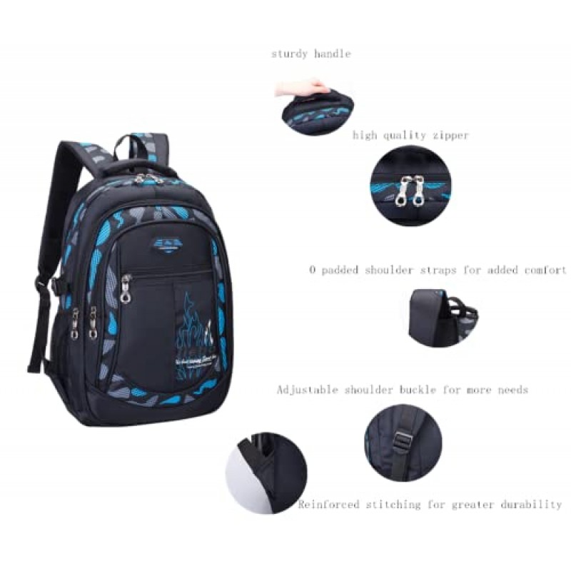 RBYGPL 남학생 배낭 초등 책가방 방수 중학교 가방 경량 (검은색)
