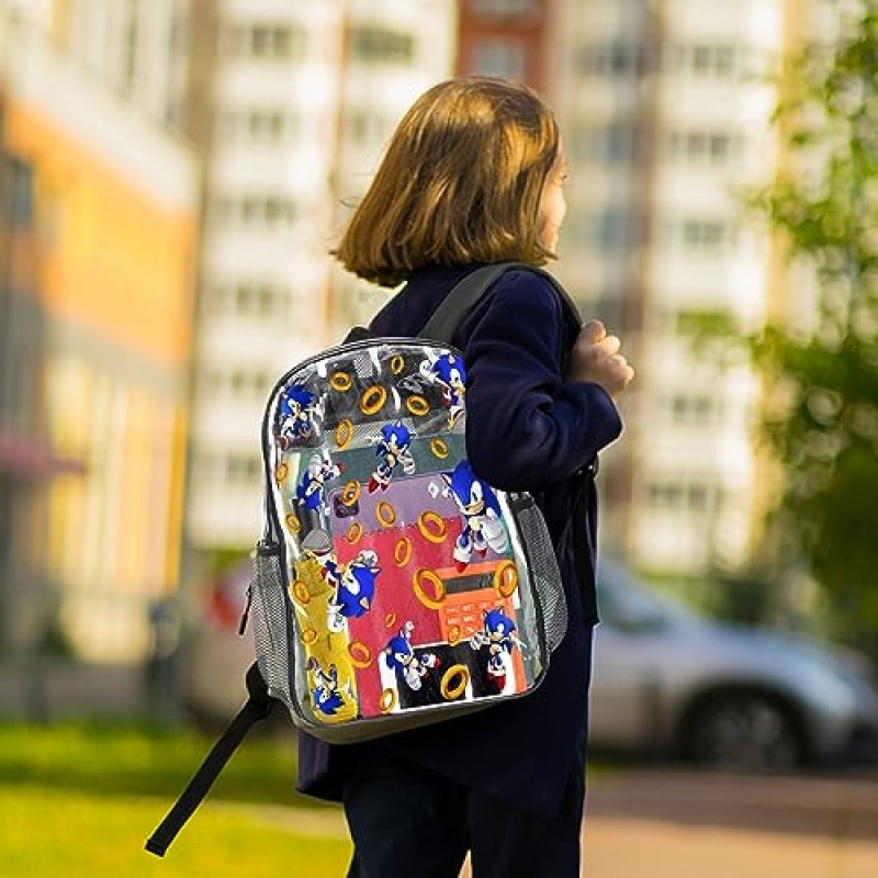 Jpsxnwv 소녀 소년을 위한 명확한 배낭, 학교를 위한 만화 헤비 듀티 대형 책가방, 대학 작업 여행을 위한 어린이를 위한 투명 가방을 통해 볼 수 있습니다