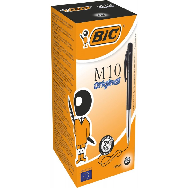 BIC M10 접이식 볼펜 1mm 50개 팩 블랙