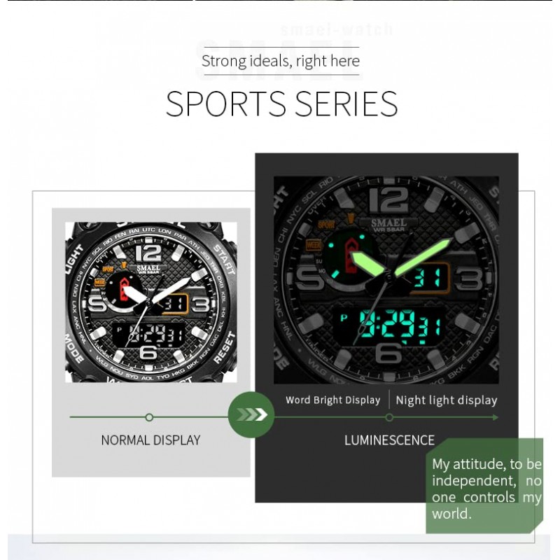 AIMES 남성용 시계 스포츠 시계 군사 시계 야외 LED 스톱워치 남성용 디지털 전자 대형 듀얼 디스플레이 방수 전술 육군 손목 시계