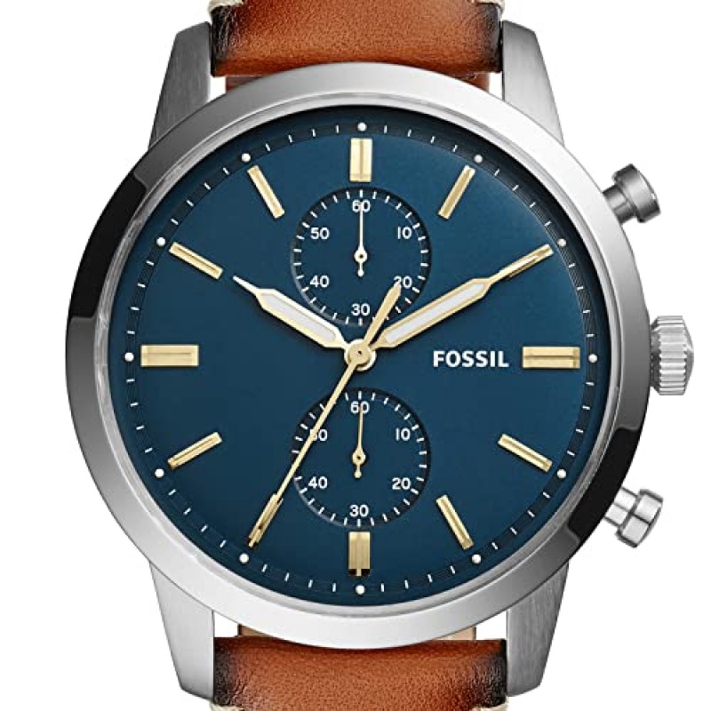 크로노그래프 디스플레이와 천연 가죽 밴드를 갖춘 Fossil Townsman 남성용 시계