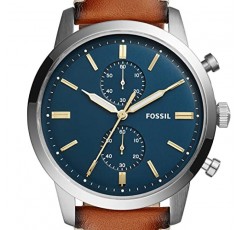 크로노그래프 디스플레이와 천연 가죽 밴드를 갖춘 Fossil Townsman 남성용 시계