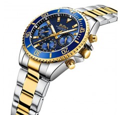BIDEN 남성용 시계 크로노 그래프 스테인레스 스틸 방수 날짜 아날로그 쿼츠 시계 남성용 손목 시계