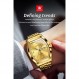 OLEVS Mens Gold Watch 비즈니스 드레스 다이아몬드 손목 시계 Tonneau Big Face Easy Reader 스테인레스 스틸 방수 날짜 남성 시계