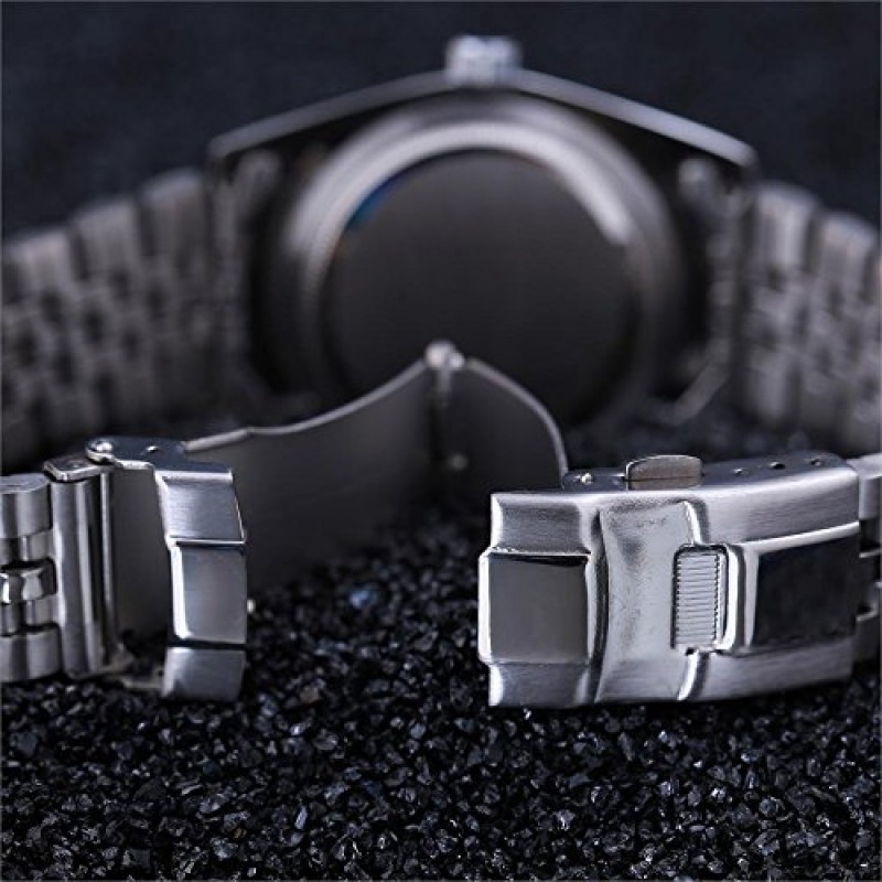 USWATCH 남성 패션 럭셔리 스테인레스 스틸 달력 라인 석 방수 스포츠 여성 남여 석영 시계