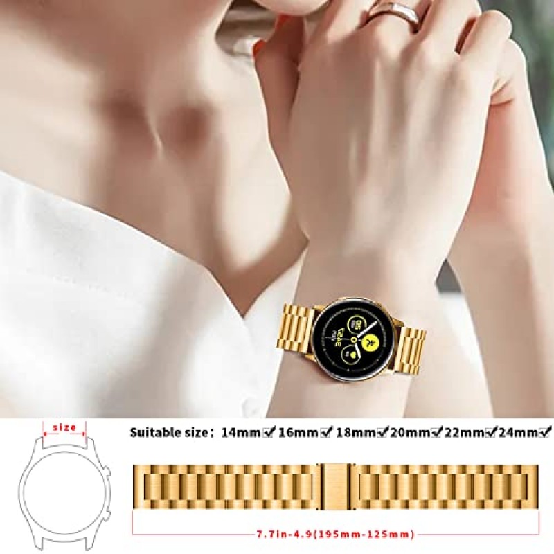 QUNDAXI 시계 밴드 14mm 16mm 18mm 20mm 22mm 24mm 남성과 여성을위한 고급 스테인레스 스틸 금속 퀵 릴리스 시계 밴드