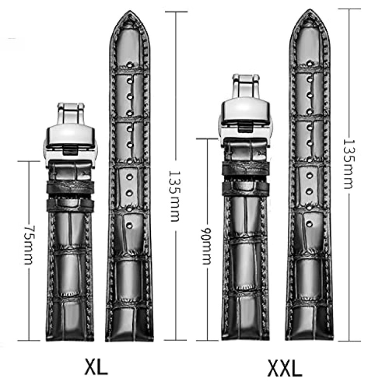 모란 정품 가죽 밴드 악어 및 소가죽 교체 배치 버클 시계 스트랩18mm ~ 24mm 남성용 및 여성용 악어 가죽 스트랩