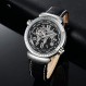 Survan Luxury Hollow Out, 오토매틱 와인딩 기계식 시계(배터리 필요 없음), 23k 리얼 골드 도금, 탑 가죽 스트랩, 디자인 대회 우승