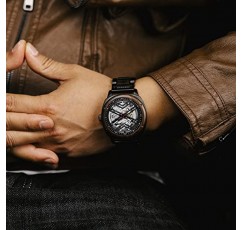 BOBO BIRD Mens 자동 기계식 시계 남성용 새로운 럭셔리 45mm 해골 스테인레스 스틸 우드 시계