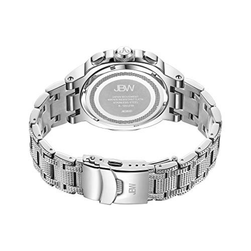 JBW 럭셔리 남성용 하이스트 J6380 0.20 ctw 20 다이아몬드 손목시계, 스테인리스 스틸 팔찌, 47.5mm