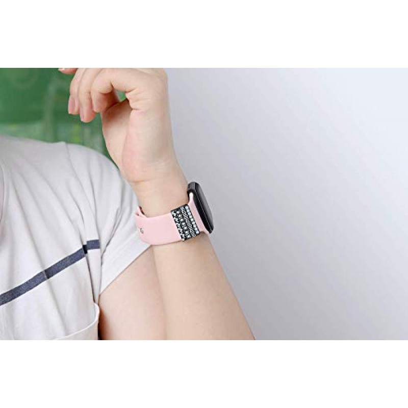 Callancity 4 개/대 Apple Watch 시리즈 용 시계 밴드 매력 8 7 6 5 4 3 SE, iWatch 44mm 45mm 다이아몬드 슬라이드 시계 밴드 액세서리 용 스테인레스 스틸 장식 링 루프