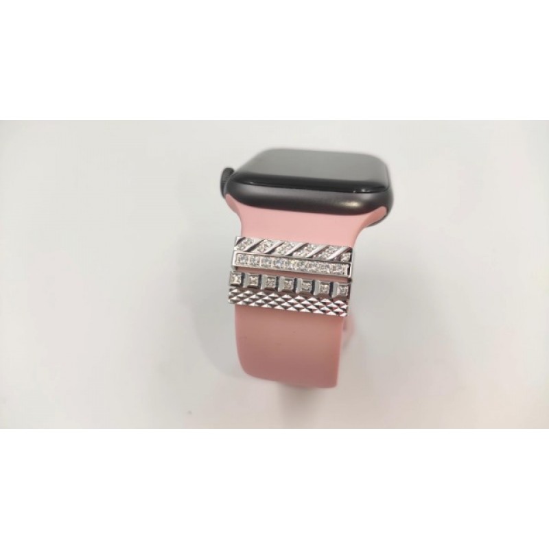 Callancity 4 개/대 Apple Watch 시리즈 용 시계 밴드 매력 8 7 6 5 4 3 SE, iWatch 44mm 45mm 다이아몬드 슬라이드 시계 밴드 액세서리 용 스테인레스 스틸 장식 링 루프