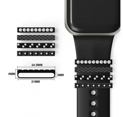 Callancity 4 개/대 Apple Watch 시리즈 용 시계 밴드 매력 8 7 6 5 4 3 SE, iWatch 44mm 45mm 다이아몬드 슬라이드 시계 밴드 액세서리 용 스테인레스 스틸 장식 링 루프