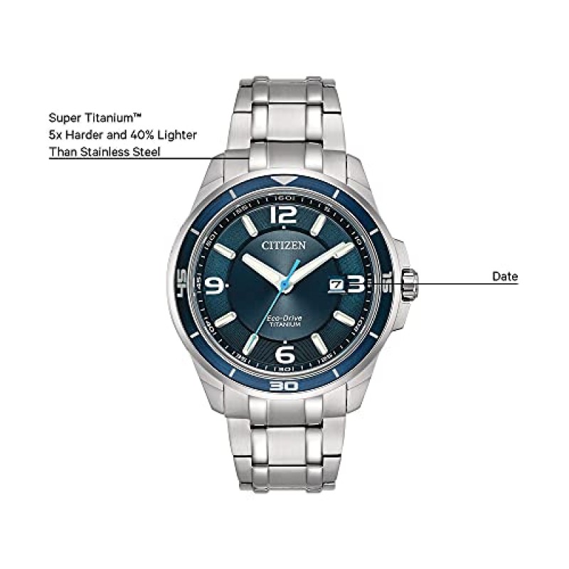 Citizen 남성용 에코드라이브 위켄더 브라이센 시계, 티타늄, 블루 다이얼(모델: BM6929-56L)