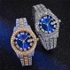 SENRUD 럭셔리 남성 여성 힙합 전체 다이아몬드 팔찌 손목 시계 남여 크리스탈 라인 석 시계 Iced Out Watch
