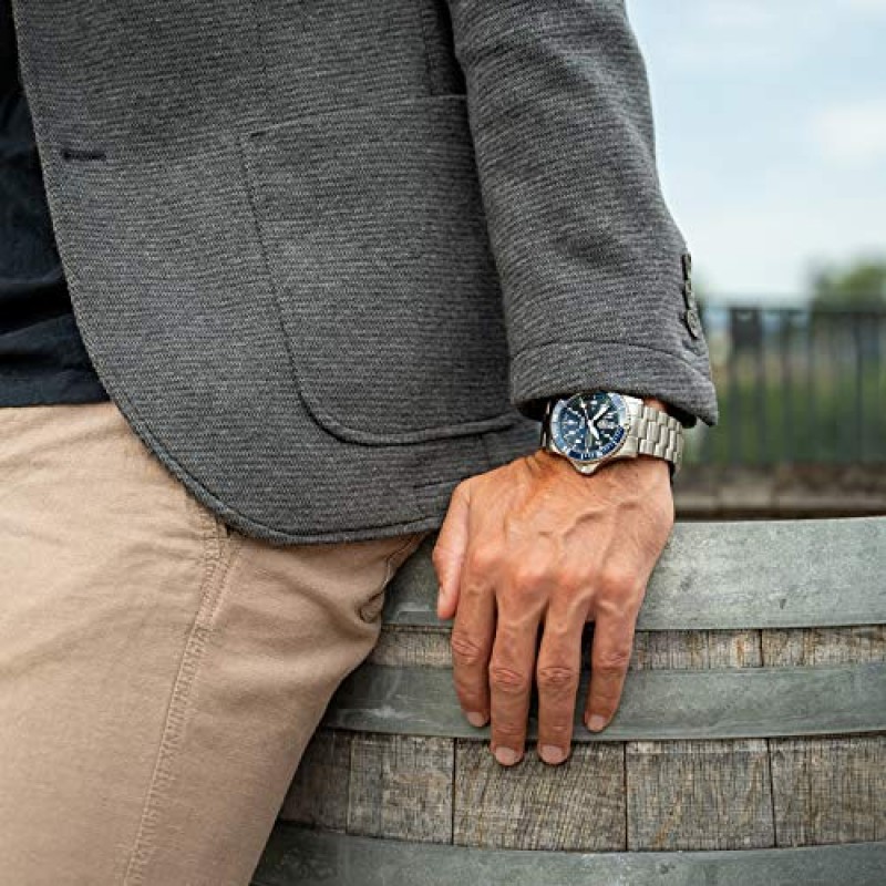 Luminox Auotmatic 스포츠 타이머 XS.0924 남성용 시계 42mm - 실버/블루 200m 방수 사파이어 글라스 밀리터리 스포츠 시계