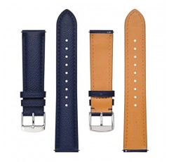 여성 및 남성용 BISONSTRAP 질감 가죽 시계 스트랩, 퀵 릴리스가 있는 시계 교체 밴드, 18mm 20mm 22mm
