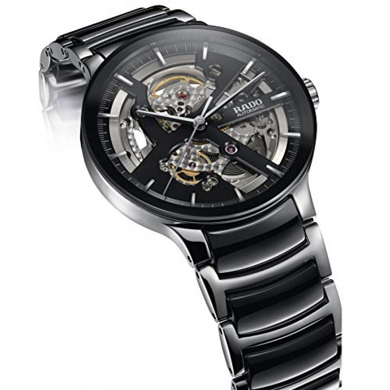Rado 남성용 Centrix Open Heart 스위스 오토매틱 시계, 블랙/스테인레스 (R30178152)