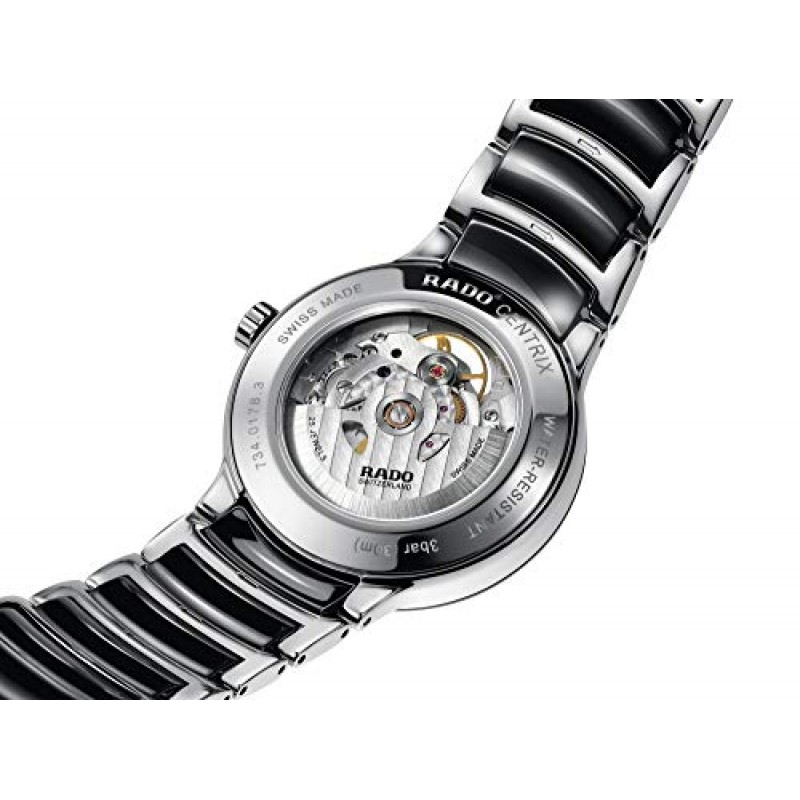 Rado 남성용 Centrix Open Heart 스위스 오토매틱 시계, 블랙/스테인레스 (R30178152)