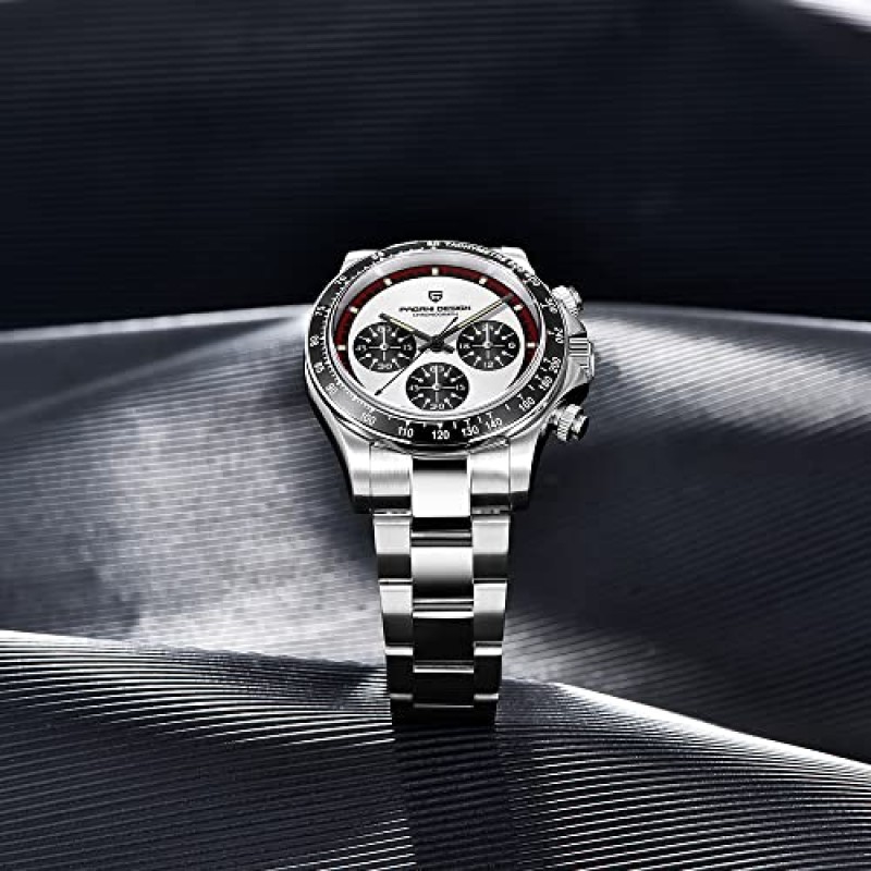 HaiQin Pagani 디자인 남성용 우주 타키미터 시계 일본 쿼츠 무브먼트 전문 크로노그래프 316L 스테인레스 스틸 100M 방수 아날로그 럭셔리 시계