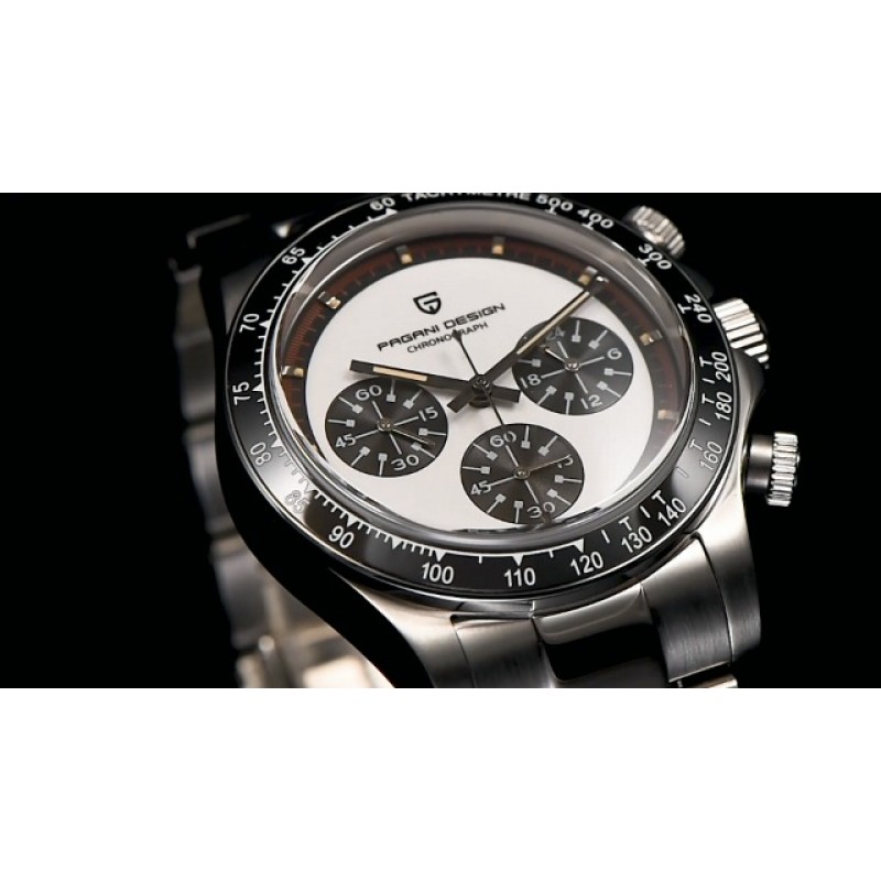 HaiQin Pagani 디자인 남성용 우주 타키미터 시계 일본 쿼츠 무브먼트 전문 크로노그래프 316L 스테인레스 스틸 100M 방수 아날로그 럭셔리 시계