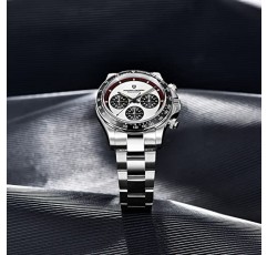 HaiQin Pagani 디자인 남성용 우주 타키미터 시계 일본 쿼츠 무브먼트 전문 크로노그래프 316L 스테인레스 스틸 100M 방수 아날로그 럭셔리 시계