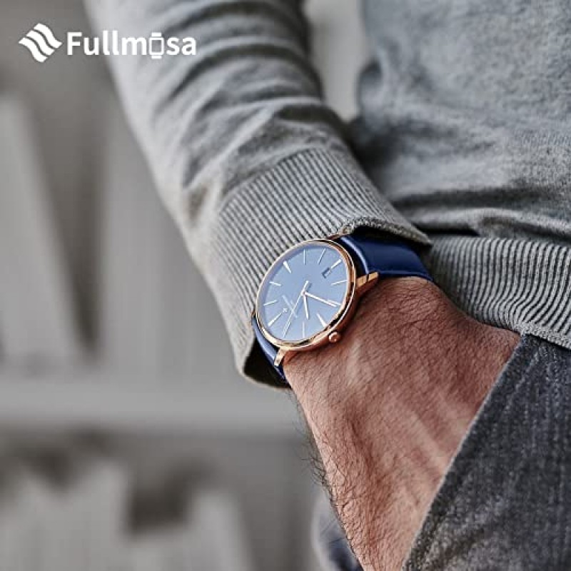 Fullmosa 22mm 가죽 시계 밴드는 Samsung Galaxy Watch 46mm,Galaxy Watch 3 45mm,Gear S3 Frontier/Classic,Huawei Watch GT,Garmin Vivoactive 4/Forerunner 945,Dark Blue와 호환됩니다.