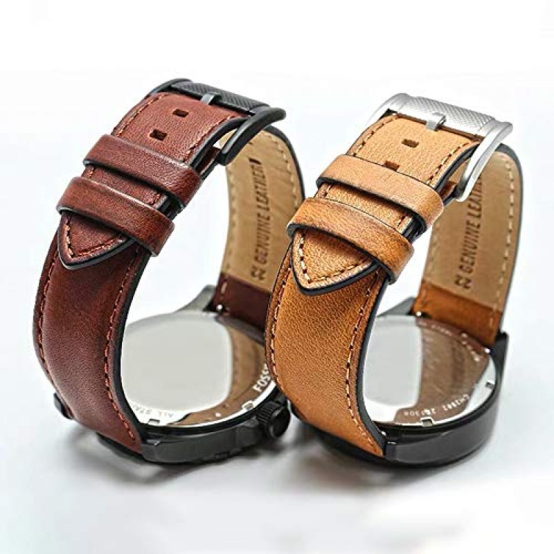 Choco&Man US Timex 송아지 가죽 시계 밴드 스트랩 시계 폭 20mm 22mm 남성용 화석 교체(FS5088 FS5380) TIMEX 시계