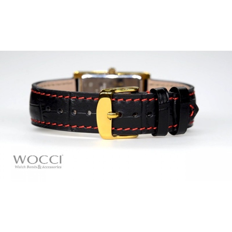 WOCCI 시계 밴드, 이탈리아 가죽, 양각 악어 무늬, 색상 및 폭 선택 14mm 18mm 19mm 20mm 21mm 22mm