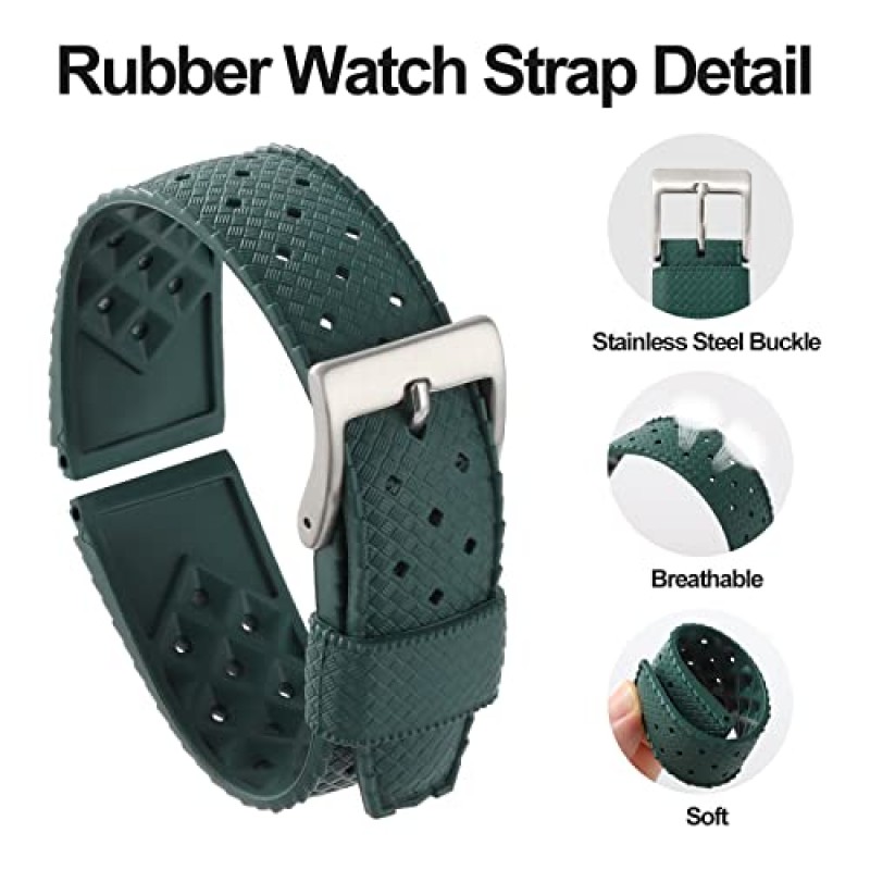남성 여성용 watchdives 시계 밴드 20mm 22mm 고무 소프트 시계 스트랩 교체