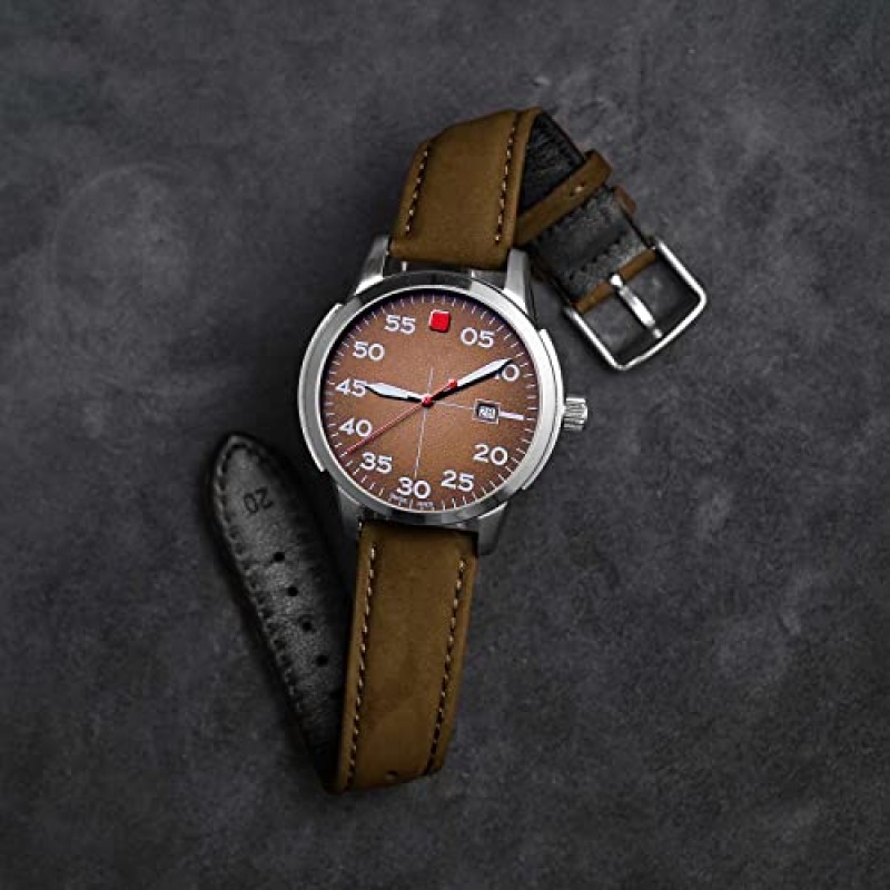 ANNEFIT 22mm 시계 밴드, 스테인리스 스틸 로즈 골드 버클, 빈티지 누벅 스웨이드 부드러운 가죽 시계 스트랩, 퀵 릴리스(다크 브라운)